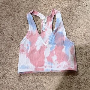 FP Movement by Free People Pink and Blue Tie-Dye Crop Top